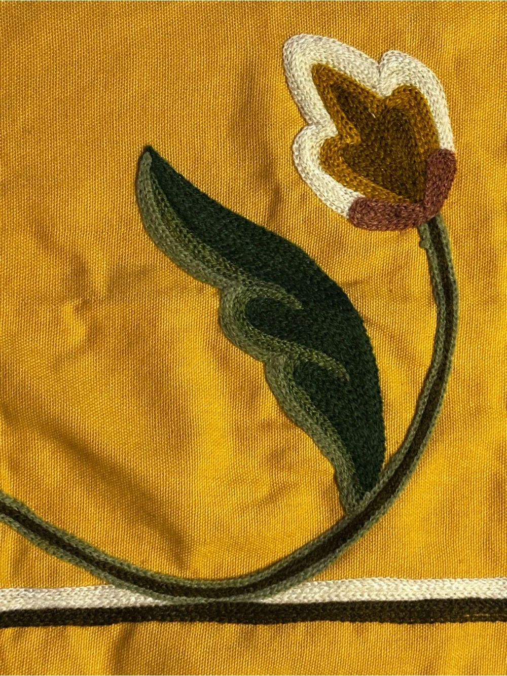 Williams Sonoma Crewl Embroidered Mustard Floral Napkins Set Of 2 NWOT Dinner